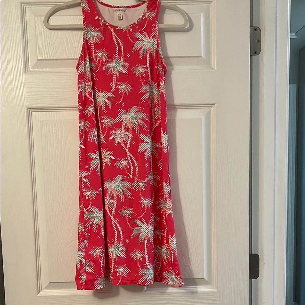 Capelton Road sun dress hot pink Palm sleeveless palm tree print sz xs stretchy